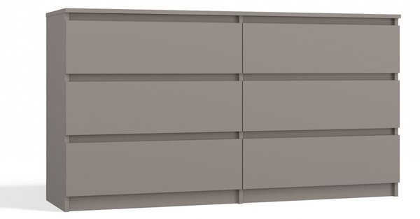 Komoda Malva 6 zásuvek 140 - šedá