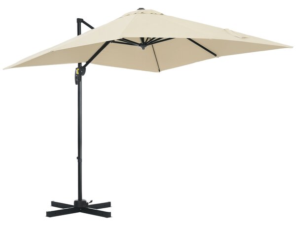 Outsunny Hliníkový Zahradní Parasol 245x245x245 cm Eccentrický S Kloubem 360° A 5 Úrovněmi Náklonu S Odnímatelným Krémovým Potahem | Aosom