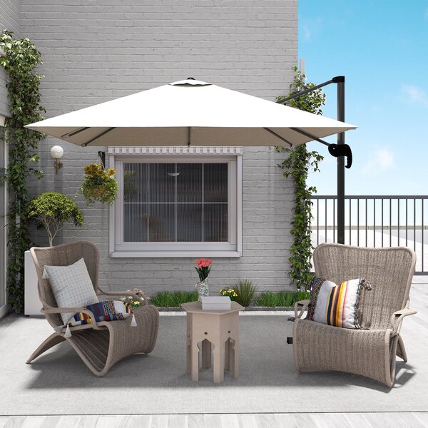 Outsunny Hliníkový Zahradní Parasol 245x245x245 cm Eccentrický S Kloubem 360° A 5 Úrovněmi Náklonu S Odnímatelným Krémovým Potahem | Aosom