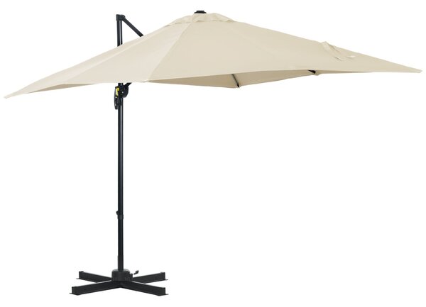 Outsunny Hliníkový Zahradní Parasol 245x245x245 cm Eccentrický S Kloubem 360° A 5 Úrovněmi Náklonu S Odnímatelným Krémovým Potahem | Aosom