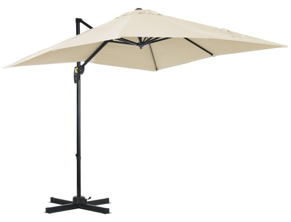 Outsunny Hliníkový Zahradní Parasol 245x245x245 cm Eccentrický S Kloubem 360° A 5 Úrovněmi Náklonu S Odnímatelným Krémovým Potahem | Aosom