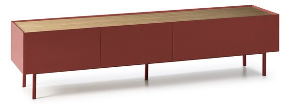 Červený TV stolek v dekoru dubu 180x45 cm Arista – Teulat