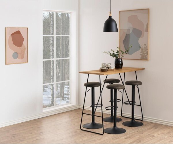 Šedá čalouněná barová stolička s nastavitelnou výškou (výška sedáku 62 cm) Finch – Actona