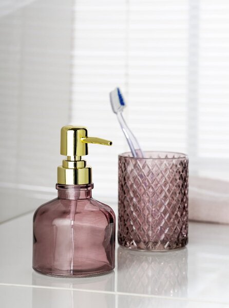 Tmavě růžový skleněný dávkovač mýdla 200 ml Atessa – Wenko