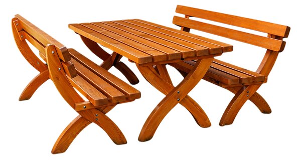Pivní set ALPIN 180x80cm - masiv smrk - stůl + lavice s opěrkou