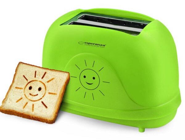 Topinkovač na 2 toasty, 750W, vypaluje smajlíky, funkce přihřátí a rozmrazení, zelený