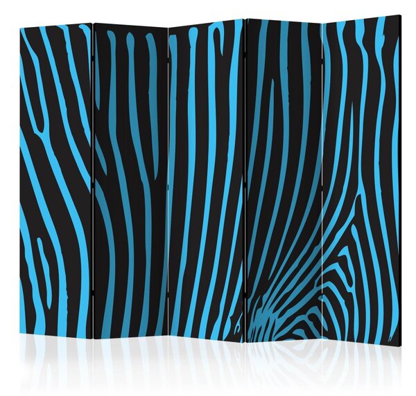 Paraván - Zebra pattern (turquoise) [Room Dividers]
