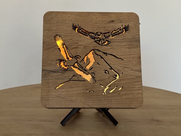"Ptáci " lampa 19x19cm provedení povrchu: dub
