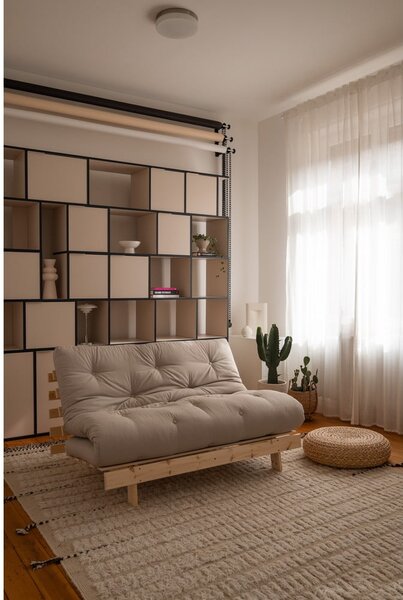 Šedobéžová lněná rozkládací pohovka 140 cm Roots Carob – Karup Design