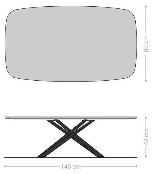 DELIFE Konferenční stolek Edge Boot 140x80 cm keramika Laminam® Noir Desir hnědá Sarity kov titanová barva