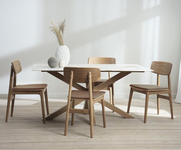 Jídelní židle z imitace kůže v koňakově hnědo-přírodní barvě Livo – Unique Furniture