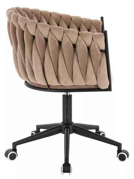 LuxuryForm DESIGN Židle NORDEN VELUR na černé podstavě s kolečky - latte