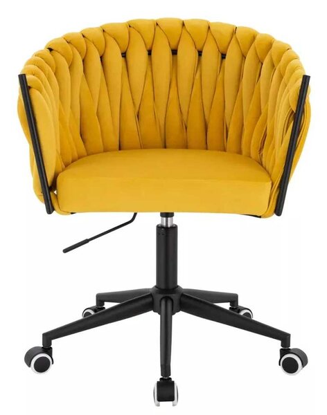 LuxuryForm DESIGN Židle NORDEN VELUR na černé podstavě s kolečky - žlutá