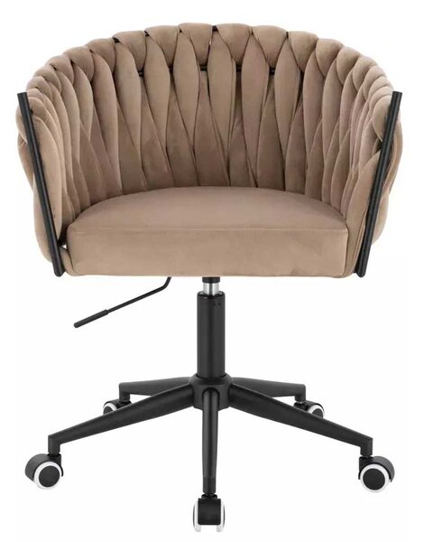 LuxuryForm DESIGN Židle NORDEN VELUR na černé podstavě s kolečky - latte