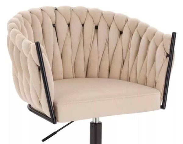 LuxuryForm DESIGN Židle NORDEN VELUR na černé podstavě s kolečky - krémová