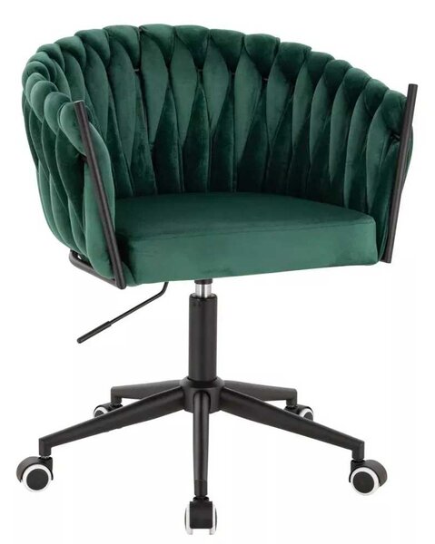 LuxuryForm DESIGN Židle NORDEN VELUR na černé podstavě s kolečky - zelená