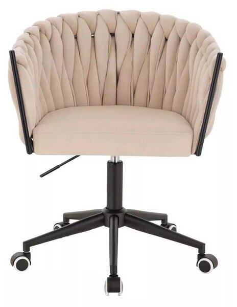 LuxuryForm DESIGN Židle NORDEN VELUR na černé podstavě s kolečky - krémová