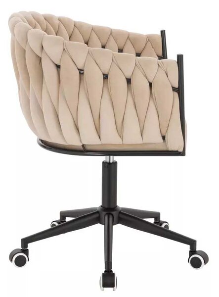 LuxuryForm DESIGN Židle NORDEN VELUR na černé podstavě s kolečky - krémová