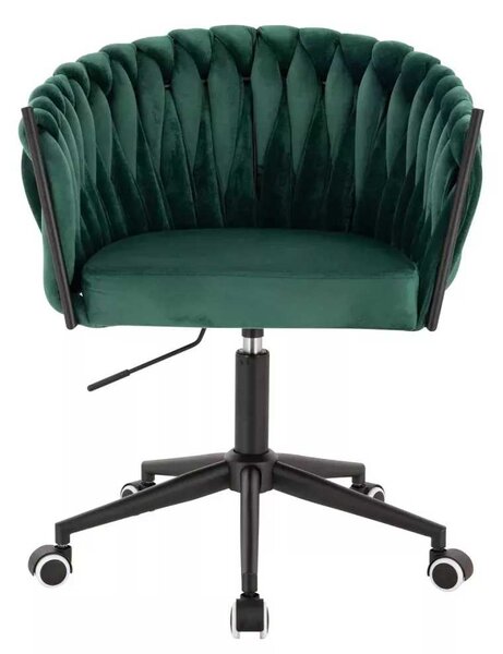 LuxuryForm DESIGN Židle NORDEN VELUR na černé podstavě s kolečky - zelená