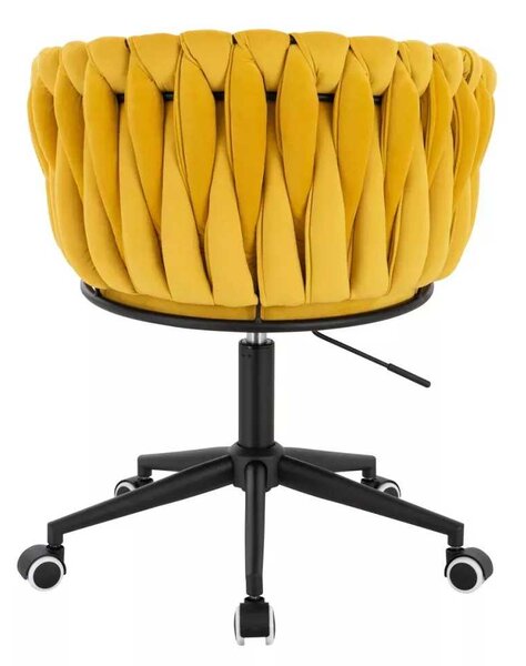 LuxuryForm DESIGN Židle NORDEN VELUR na černé podstavě s kolečky - žlutá
