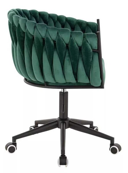 LuxuryForm DESIGN Židle NORDEN VELUR na černé podstavě s kolečky - zelená