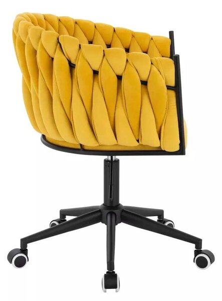 LuxuryForm DESIGN Židle NORDEN VELUR na černé podstavě s kolečky - žlutá
