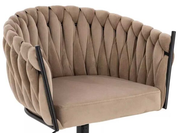 LuxuryForm DESIGN Židle NORDEN VELUR na černé podstavě s kolečky - latte