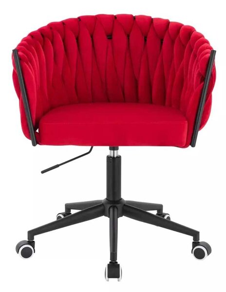 LuxuryForm DESIGN Židle NORDEN VELUR na černé podstavě s kolečky - červená