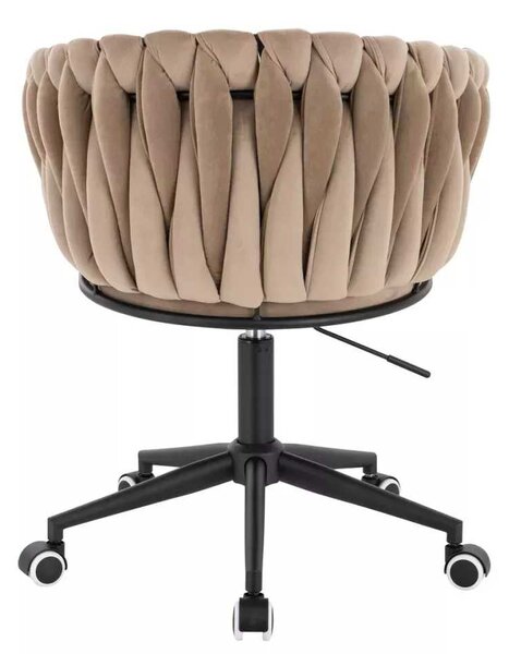 LuxuryForm DESIGN Židle NORDEN VELUR na černé podstavě s kolečky - latte