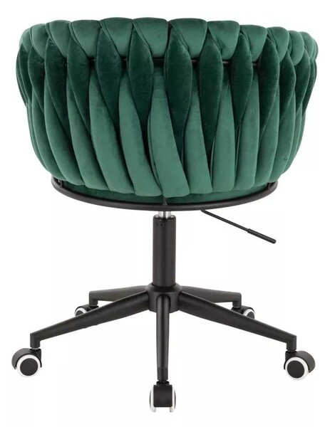LuxuryForm DESIGN Židle NORDEN VELUR na černé podstavě s kolečky - zelená