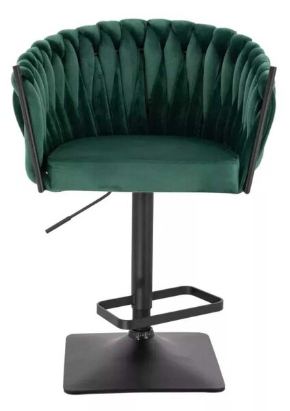 LuxuryForm DESIGN Barová židle NORDEN VELUR na černé hranaté podstavě - zelená