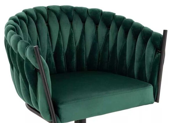 LuxuryForm DESIGN Barová židle NORDEN VELUR na černé hranaté podstavě - zelená