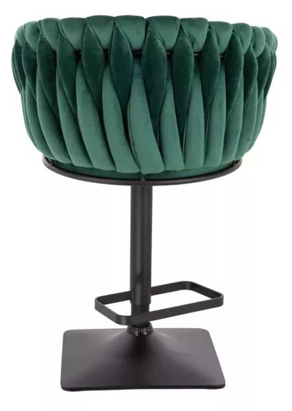 LuxuryForm DESIGN Barová židle NORDEN VELUR na černé hranaté podstavě - zelená