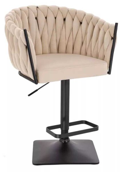 LuxuryForm DESIGN Barová židle NORDEN VELUR na černé hranaté podstavě - krémová