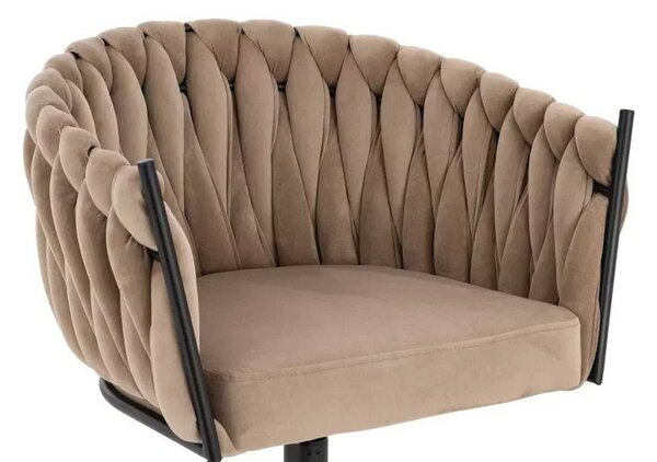 LuxuryForm DESIGN Barová židle NORDEN VELUR na černé kulaté podstavě - latte