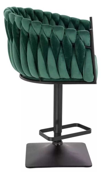 LuxuryForm DESIGN Barová židle NORDEN VELUR na černé hranaté podstavě - zelená