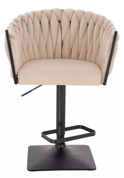 LuxuryForm DESIGN Barová židle NORDEN VELUR na černé hranaté podstavě - krémová