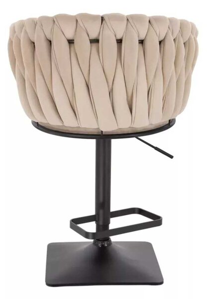 LuxuryForm DESIGN Barová židle NORDEN VELUR na černé hranaté podstavě - krémová