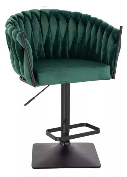 LuxuryForm DESIGN Barová židle NORDEN VELUR na černé hranaté podstavě - zelená
