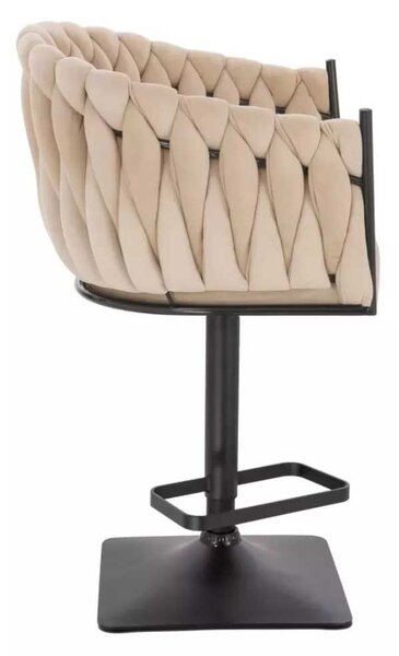 LuxuryForm DESIGN Barová židle NORDEN VELUR na černé hranaté podstavě - krémová