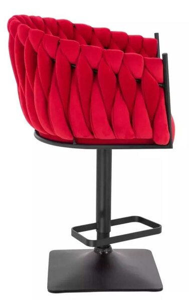 LuxuryForm DESIGN Barová židle NORDEN VELUR na černé hranaté podstavě - červená