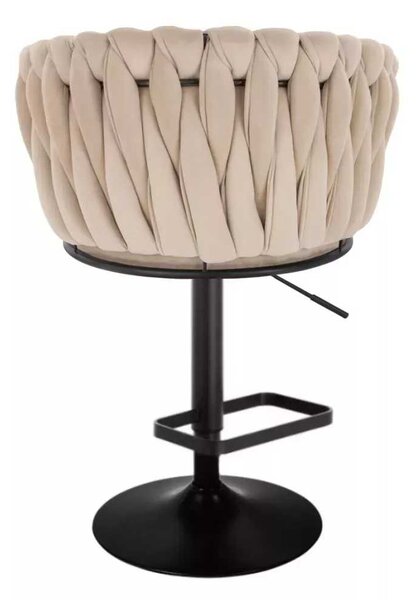 LuxuryForm DESIGN Barová židle NORDEN VELUR na černé kulaté podstavě - krémová