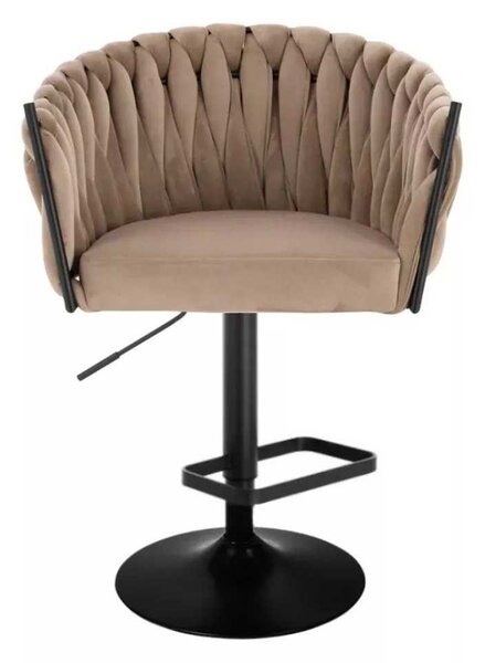 LuxuryForm DESIGN Barová židle NORDEN VELUR na černé kulaté podstavě - latte