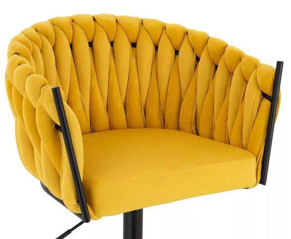 LuxuryForm DESIGN ﻿Barová židle NORDEN VELUR na černé kulaté podstavě - žlutá