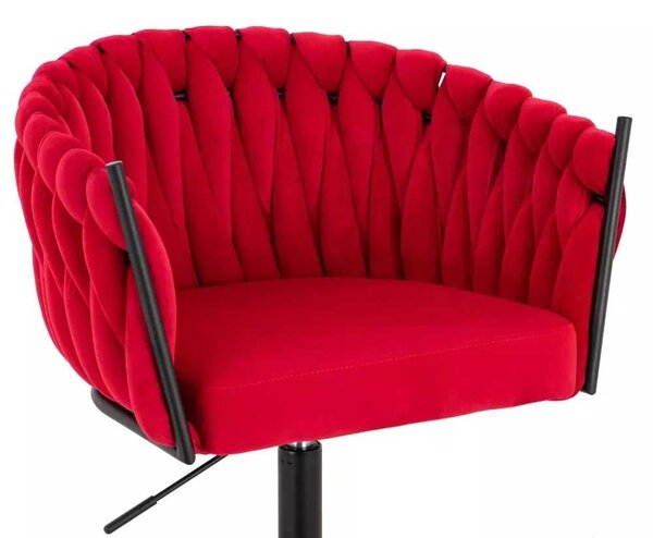 LuxuryForm DESIGN Barová židle NORDEN VELUR na černé hranaté podstavě - červená