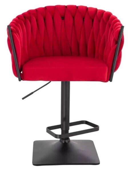 LuxuryForm DESIGN Barová židle NORDEN VELUR na černé hranaté podstavě - červená