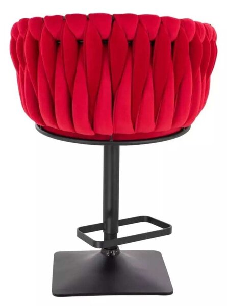 LuxuryForm DESIGN Barová židle NORDEN VELUR na černé hranaté podstavě - červená