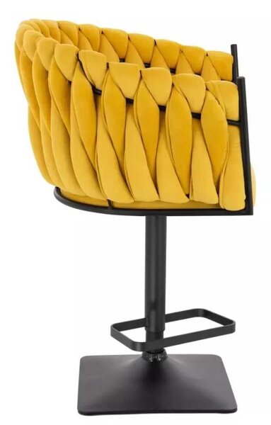 LuxuryForm DESIGN Barová židle NORDEN VELUR na černé hranaté podstavě - žlutá