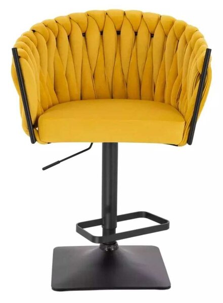 LuxuryForm DESIGN Barová židle NORDEN VELUR na černé hranaté podstavě - žlutá