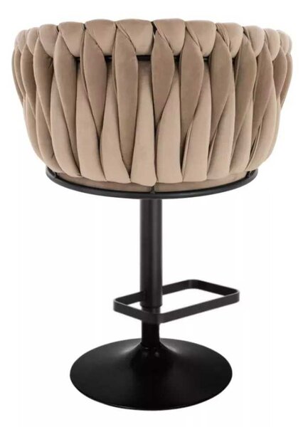 LuxuryForm DESIGN Barová židle NORDEN VELUR na černé kulaté podstavě - latte